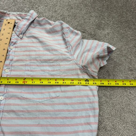 American Eagle Seriously Soft Button Down Shirt Mens XXL Red Blue Striped Cotton - Picture 9 of 15